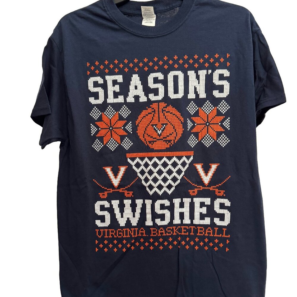UVA University of Virginia Basketball Fair Isle Gildan Tee Shirt, Medium